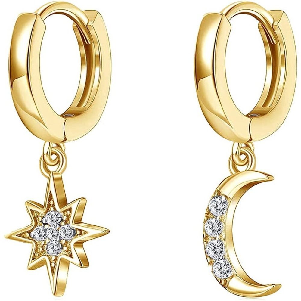 Moon Star Dangle Earring